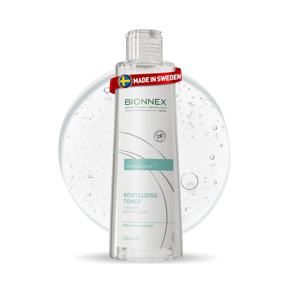 Refect Beauty Bionnex Rensaderm Revitalizing Toner for oily and acne-prone skin in a 200ml clear bottle.