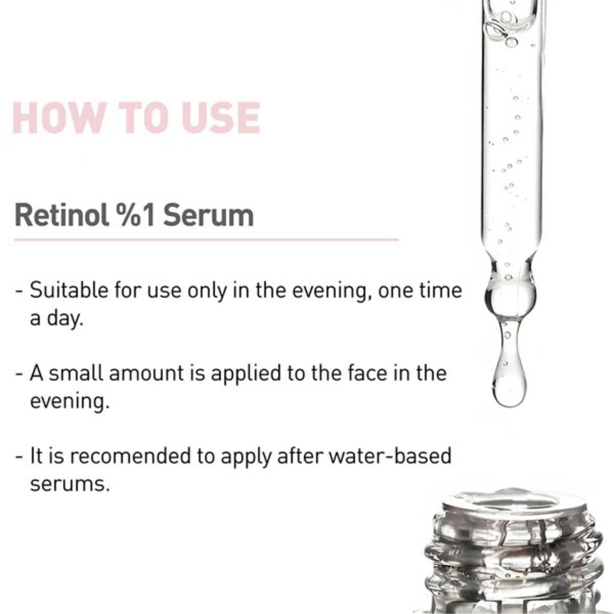 Refect Beauty Bionnex The Nordea 1% Retinol Serum dropper application instructions and usage guide