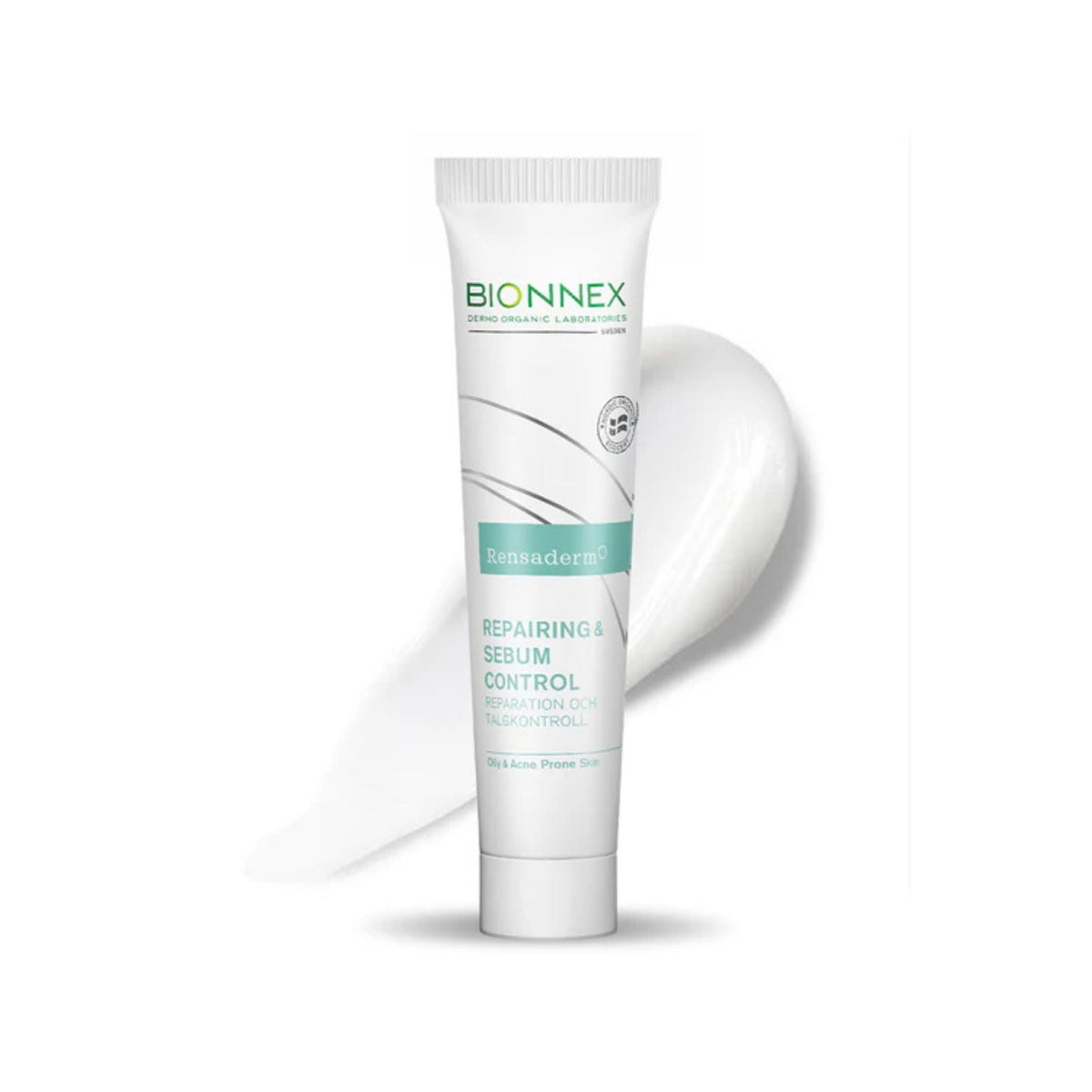 Refect Beauty Bionnex Rensaderm Repairing and Sebum Control Cream for oily and acne-prone skin in a white tube.