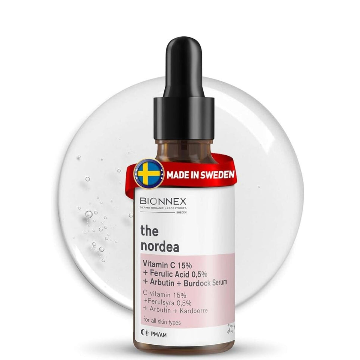 Refect Beauty Bionnex THE NORDEA 15% Vitamin C brightening facial serum in a brown glass dropper bottle