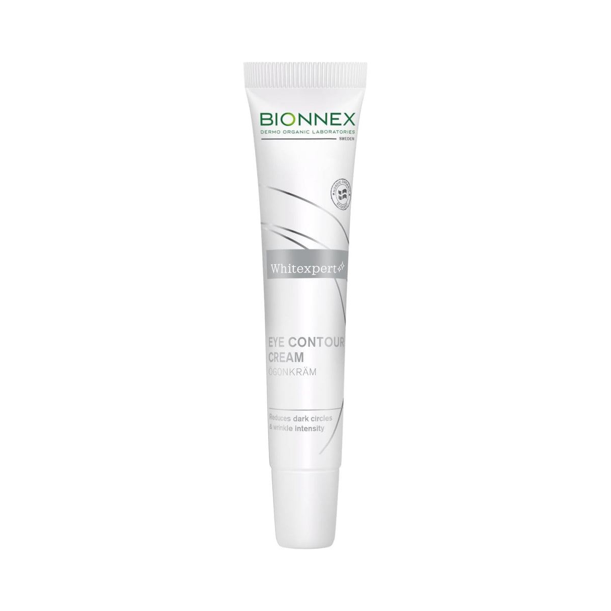 Refect Beauty Bionnex Whitening Eye Contour Cream in a white squeeze tube for reducing dark circles and fine lines.