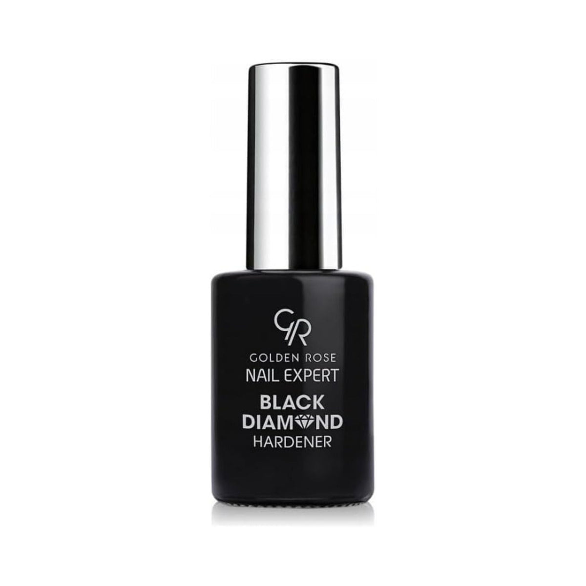Refect Beauty Nail Expert Black Diamond Hardener in a black bottle with a silver cap for strengthening weak nails