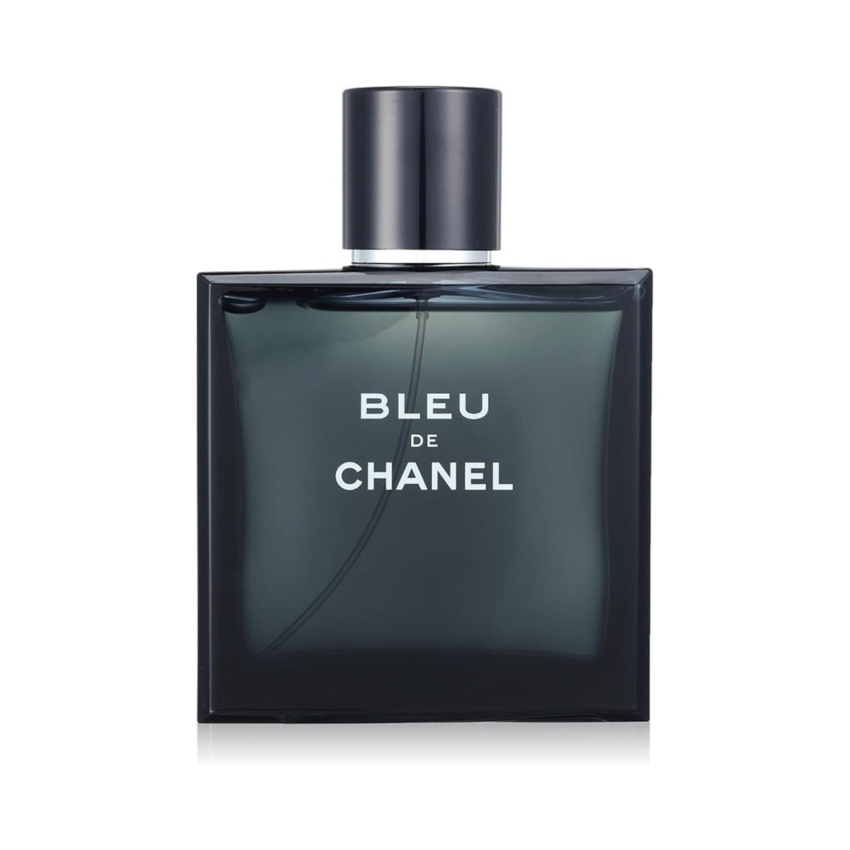 Refect Beauty Bleu de Chanel Eau de Toilette in a sleek dark blue glass bottle with a minimalist square design.