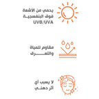 Refect Beauty BOBAI sunscreen benefits icons showing UVA UVB protection, water resistance, and non-greasy finish.