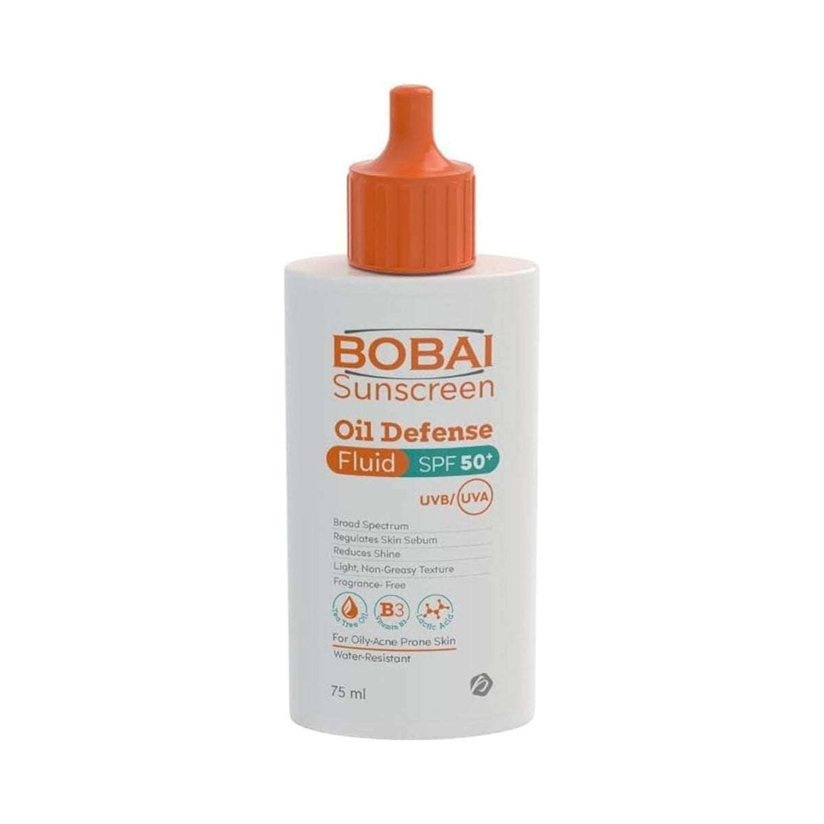 Refect Beauty Bobai Sun Screen Oil Defense Fluid SPF 50+ in a white bottle with an orange cap for oily skin