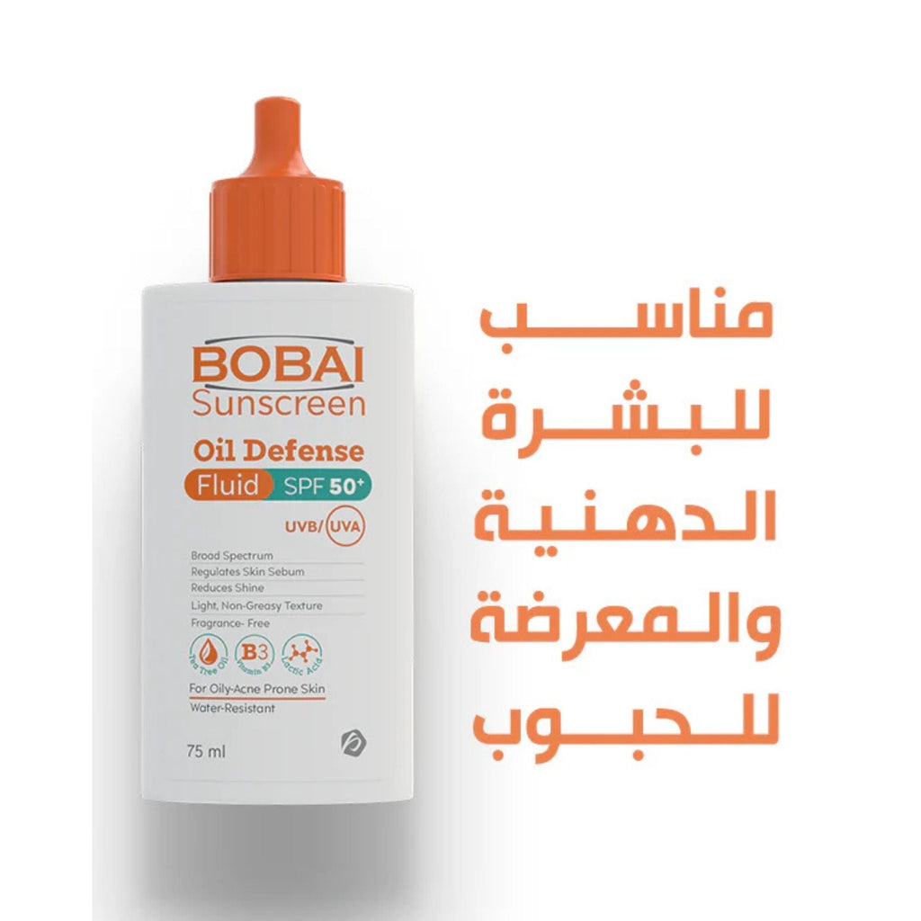 Refect Beauty Bobai Sun Screen Oil Defense Fluid SPF 50+ for oily and acne-prone skin in a white bottle