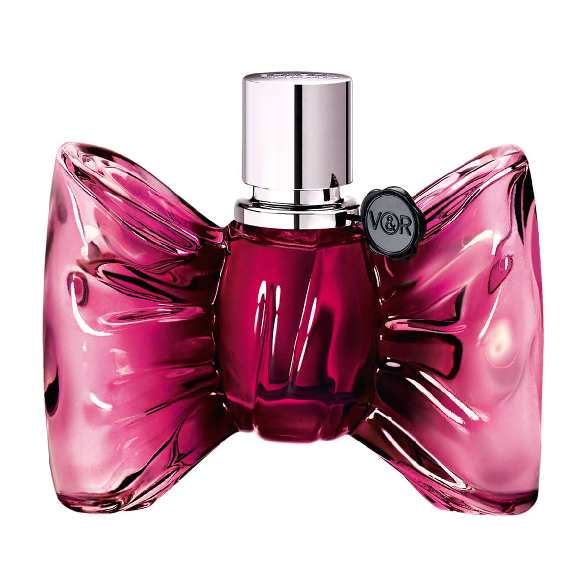Refect Beauty Viktor & Rolf Bonbon Eau de Parfum in a pink bow-shaped glass bottle with a silver cap.