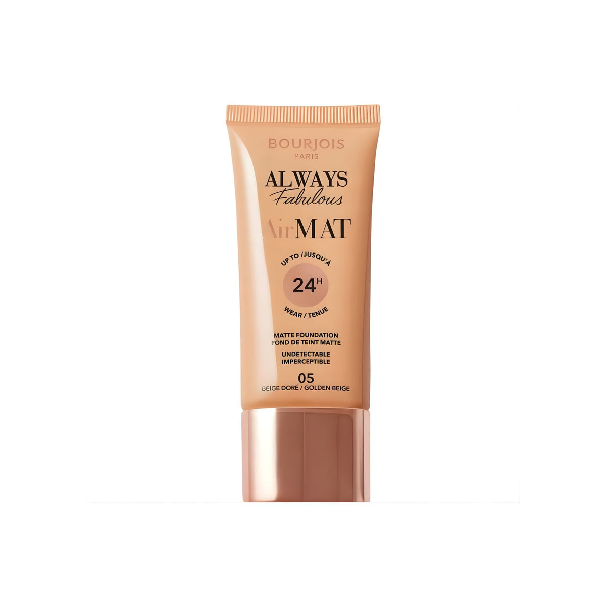 Refect Beauty Bourjois Always Fabulous Air Mat Foundation in shade 05 Golden Beige for a long-lasting matte finish.