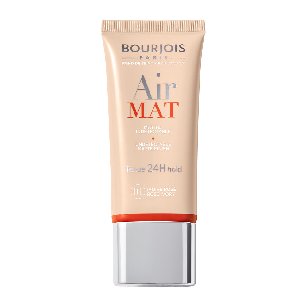 Refect Beauty Bourjois Air Matte Foundation in shade 01 Rose Ivory in a beige squeeze tube with a silver cap