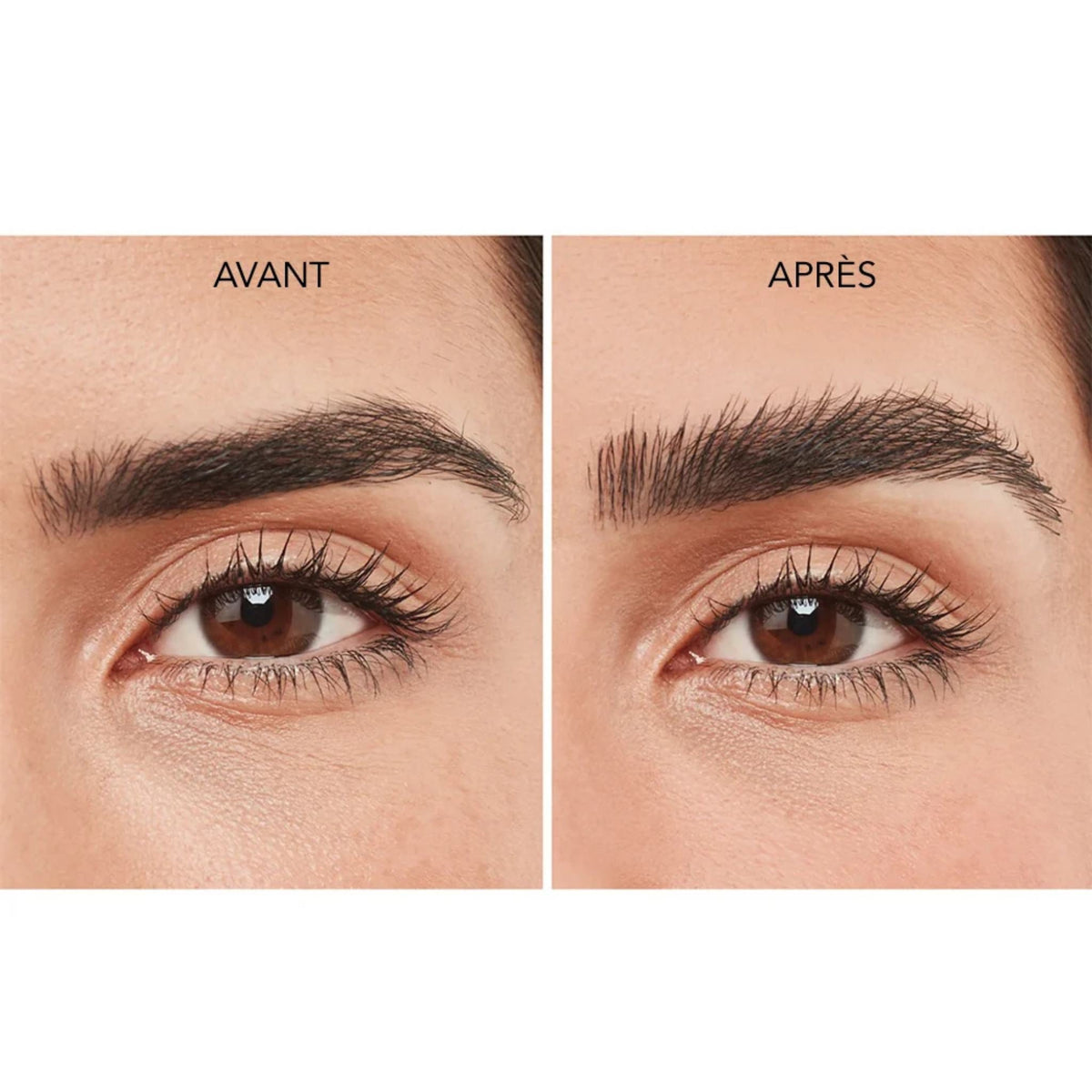 Refect Beauty Bourjois Brow Reveal Wax showing before and after comparison of lifted and laminated eyebrow styling
