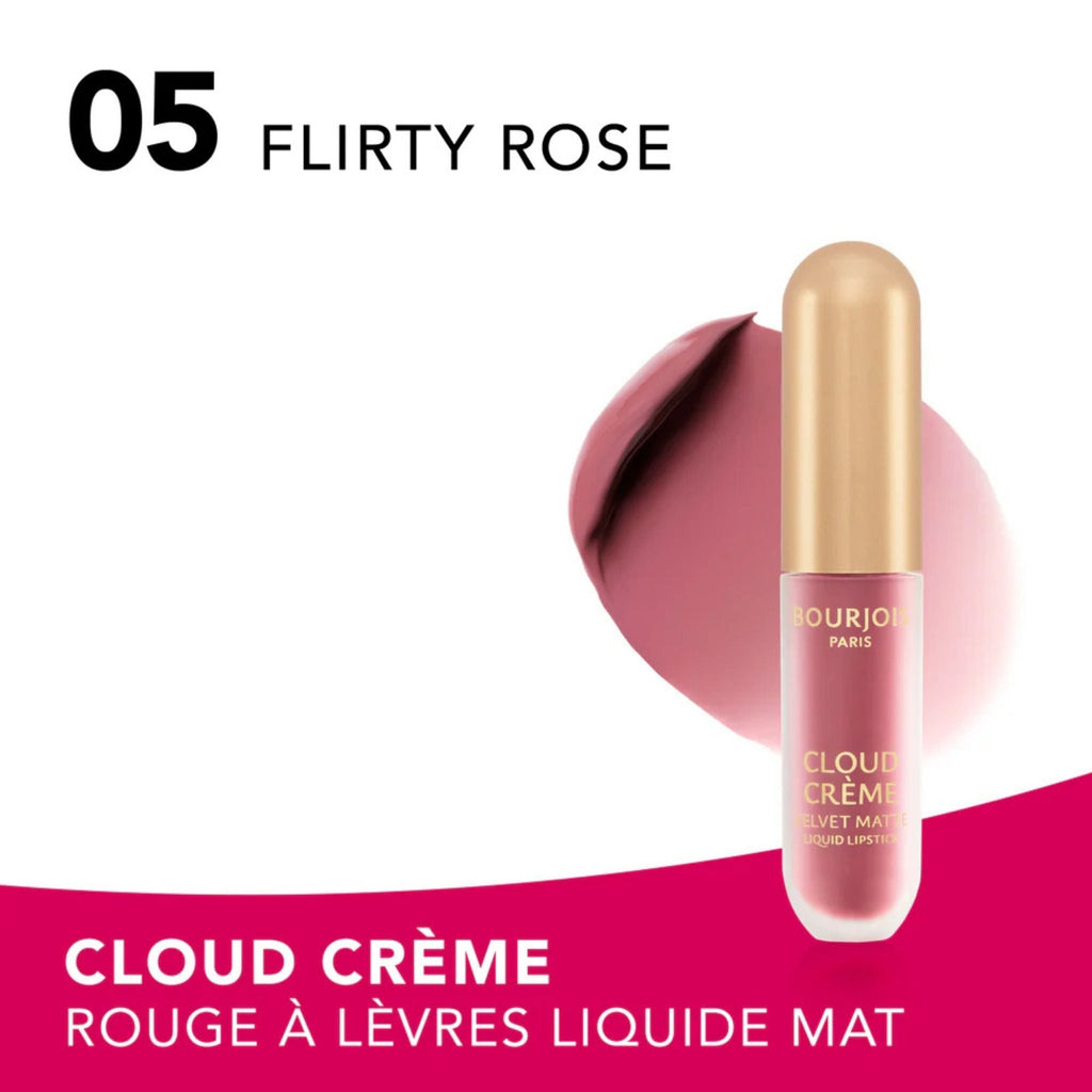 Refect Beauty Bourjois Cloud Crème liquid lipstick in Flirty Rose shade with a velvety matte finish and gold cap