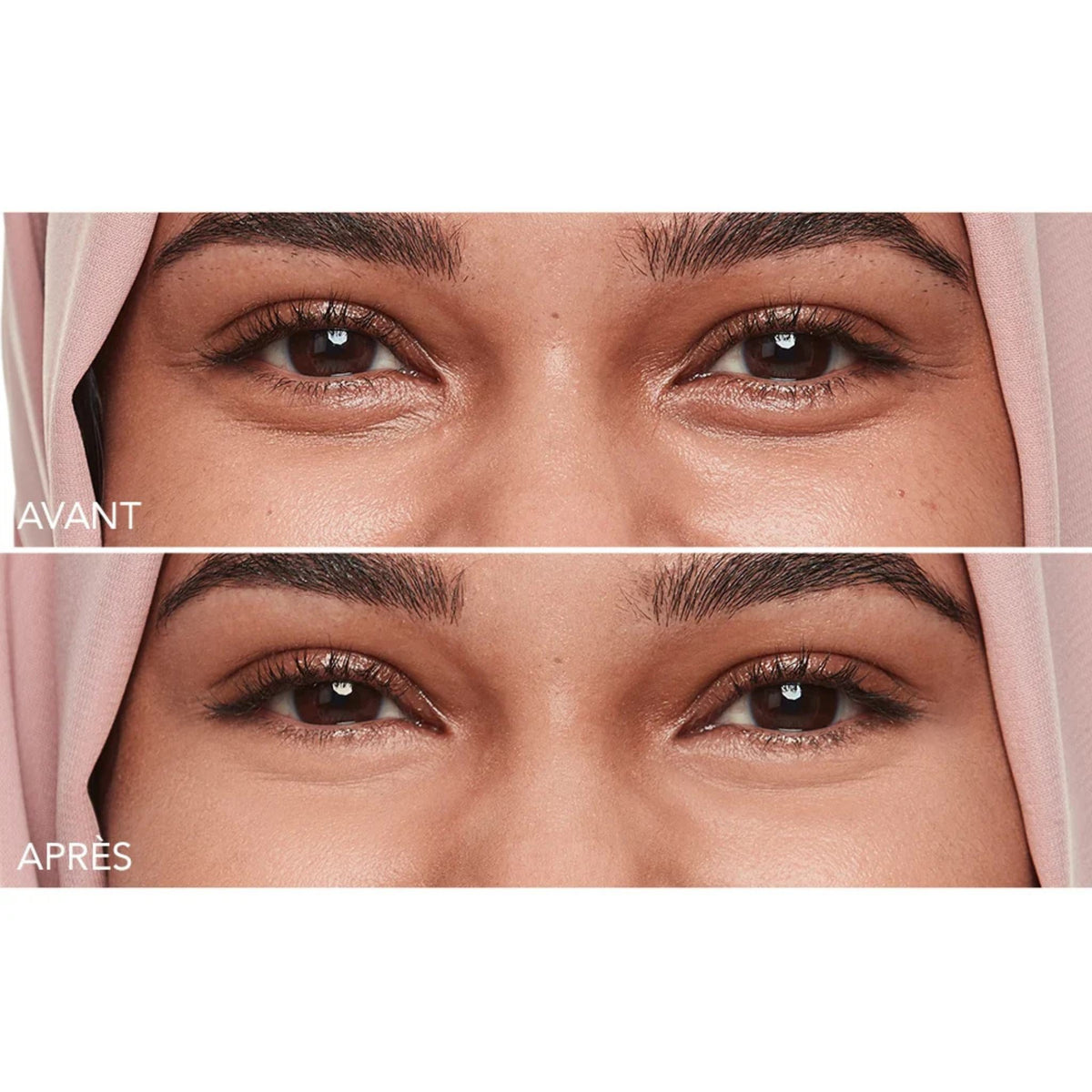 Refect Beauty before and after comparison of Bourjois Healthy Mix serum concealer showing brightened under-eyes.