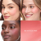 Refect Beauty Bourjois Little Round Pot Cream Blush in 02 Antique Pink applied on diverse skin tones for a radiant glow