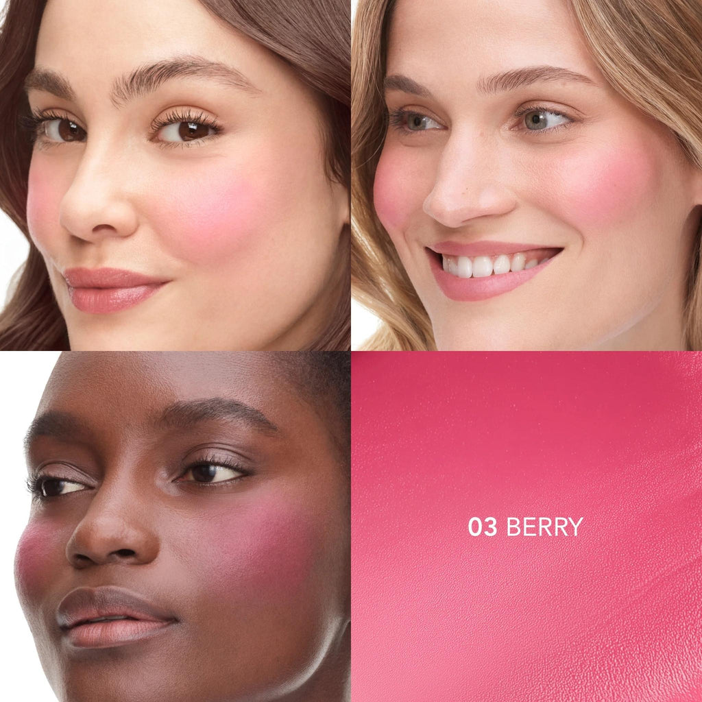 Refect Beauty Bourjois Little Round Pot Cream Blush in 03 Berry applied on diverse skin tones for a radiant flush