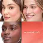 Refect Beauty Bourjois Little Round Pot Cream Blush in 04 Sunbeam Peach shown on three diverse models