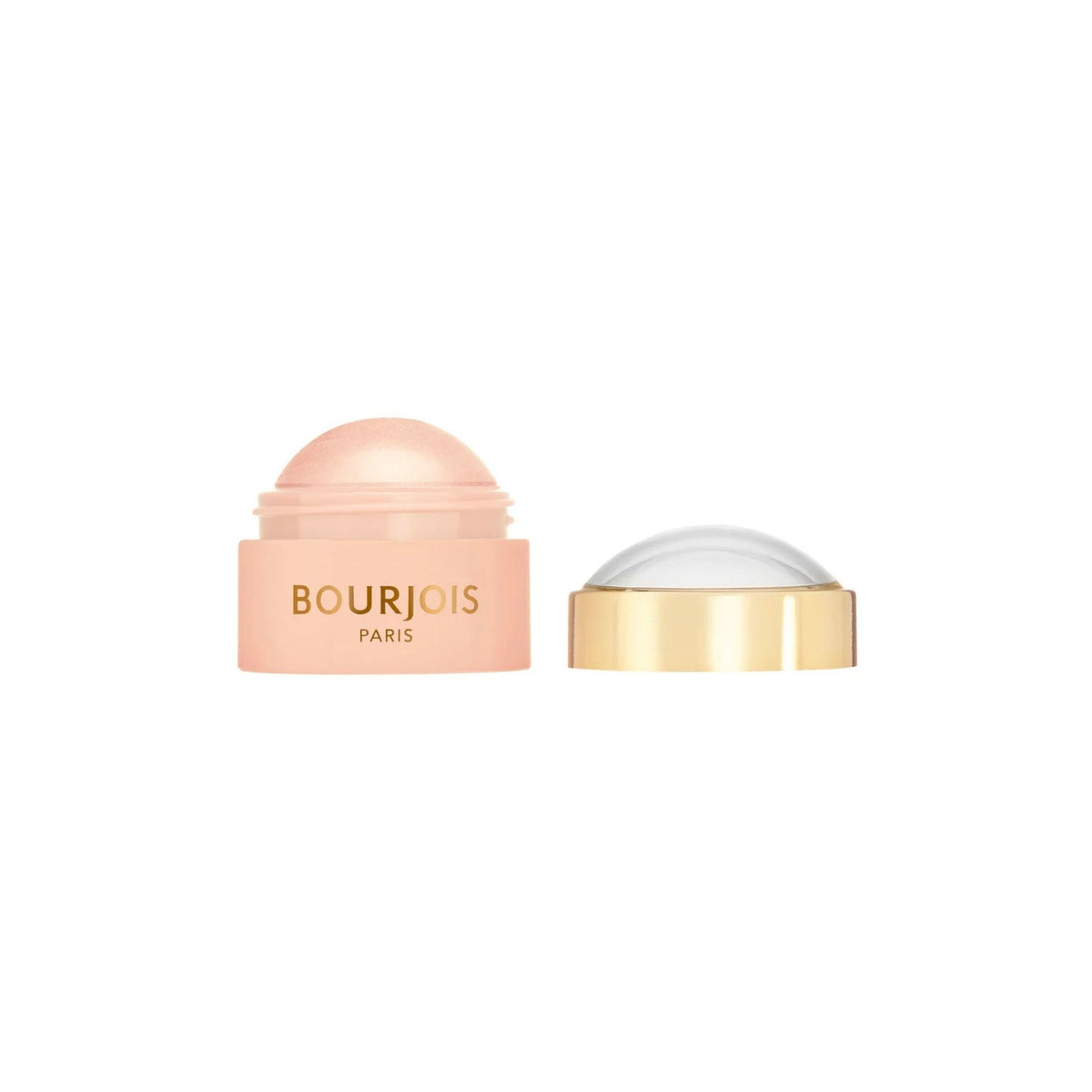 Refect Beauty Bourjois Little Round Pot Cream Highlighter  in a gold shade with a dome-shaped applicator and gold lid.
