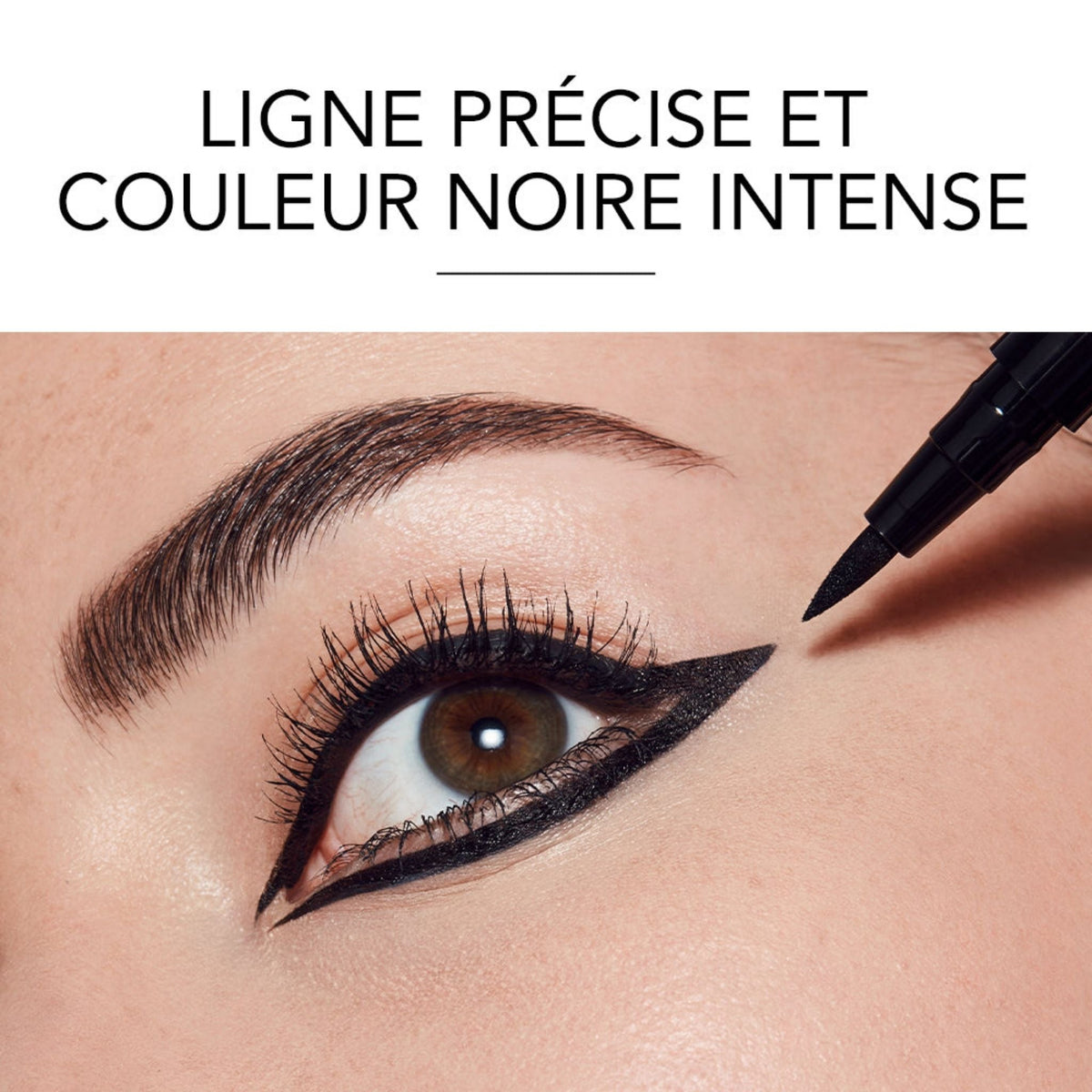 Refect Beauty Bourjois Liner Feutre felt-tip eyeliner creating a precise, bold black winged line on an eyelid
