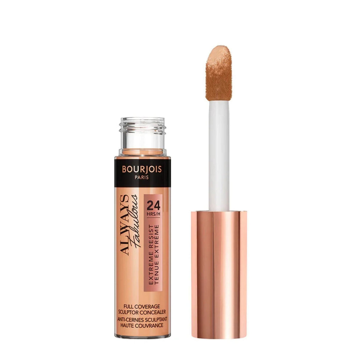 Refect Beauty Bourjois Always Fabulous full coverage concealer with applicator wand showing creamy beige formula
