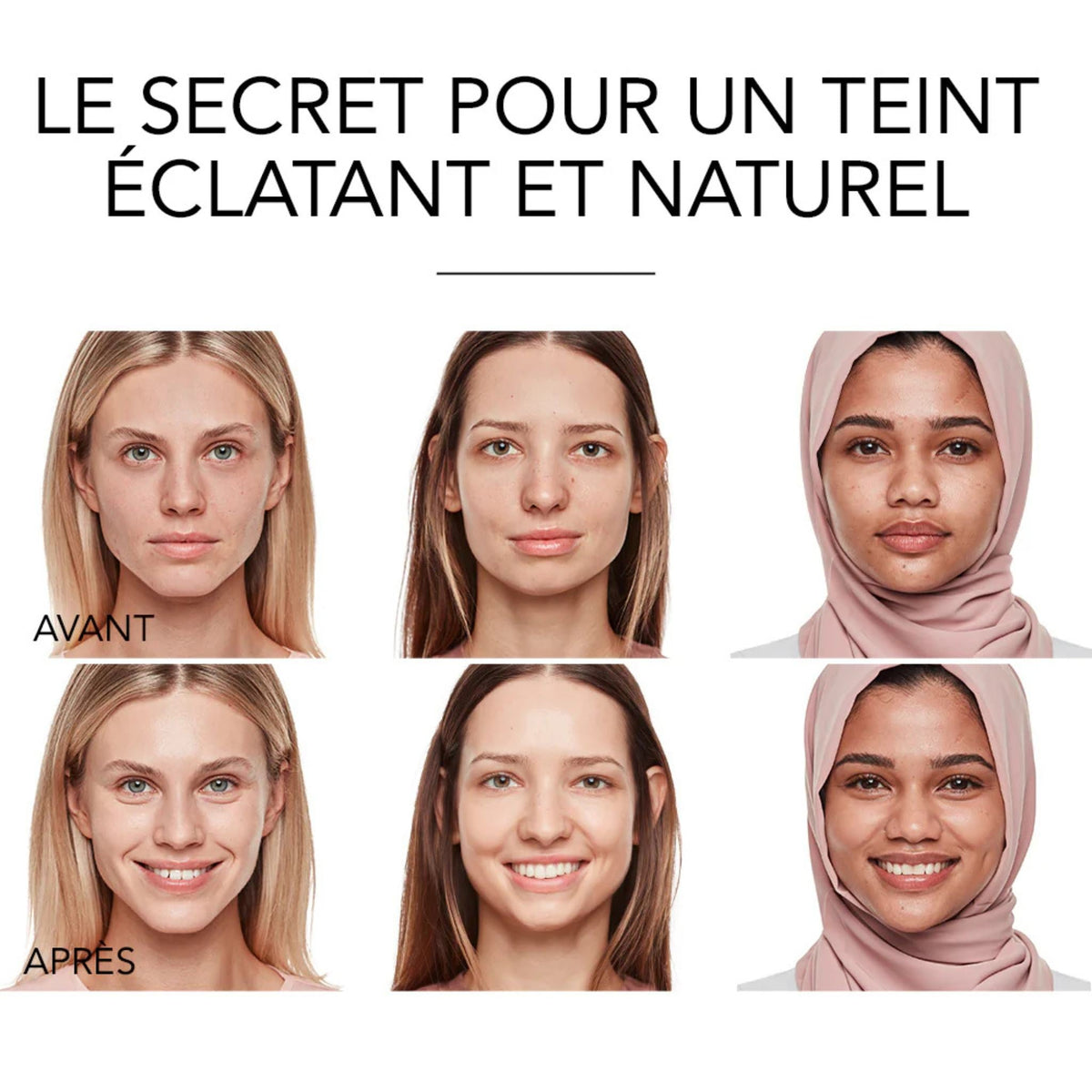 Refect Beauty Bourjois Healthy Mix Serum Foundation before and after application on three diverse models