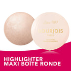 Refect Beauty Bourjois Maxi Round Pot Highlighter in a luminous champagne pressed powder compact