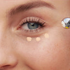 Refect Beauty Bourjois Healthy Mix serum concealer applied in dots under a woman's eye with a metal roll-on applicator