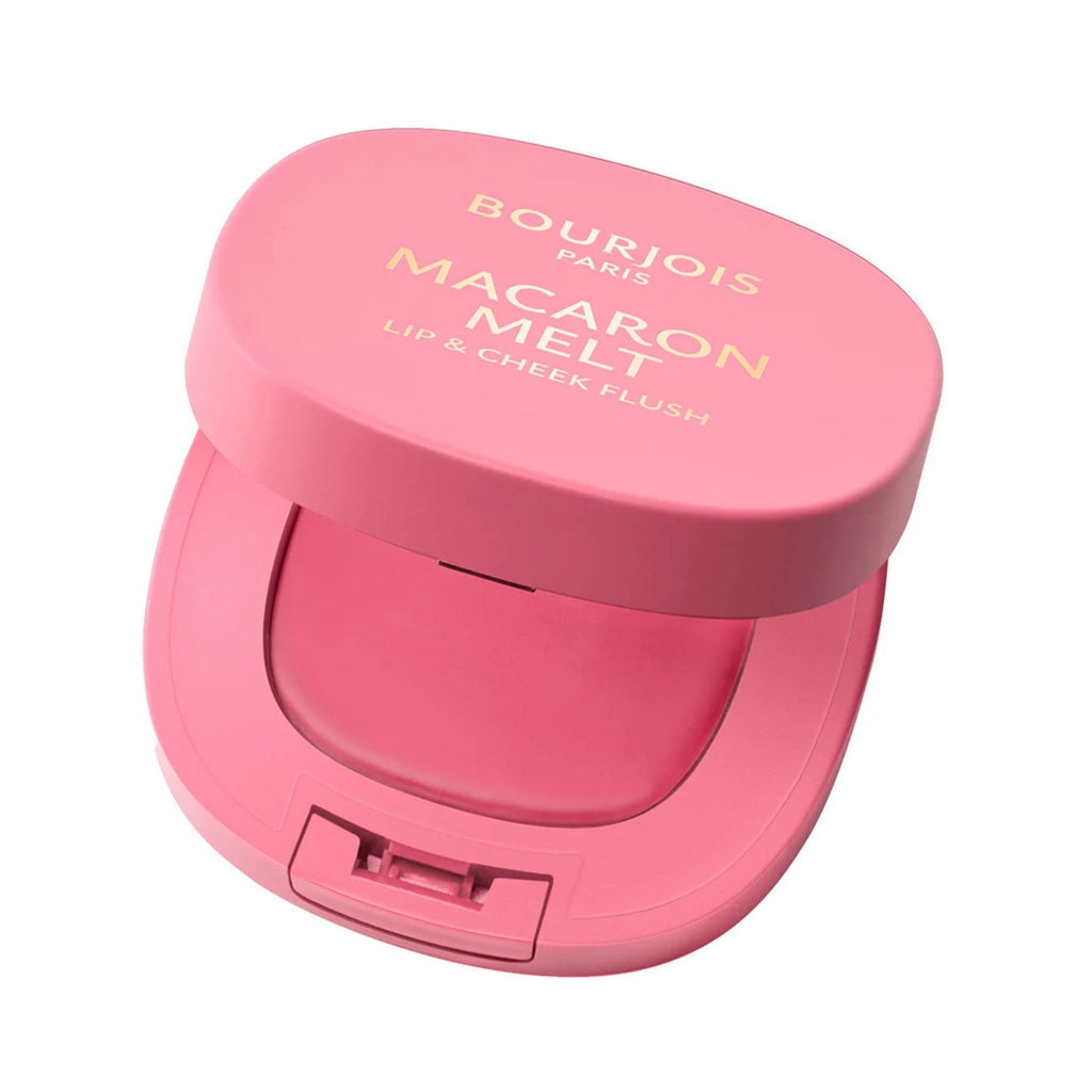 Refect Beauty Bourjois Macaron Melt pink cream-to-powder blush and lip tint in a compact case with a built-in mirror.