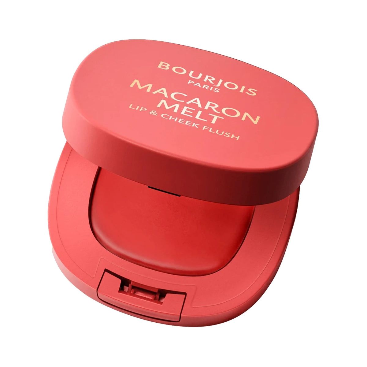 Refect Beauty Bourjois Macaron Melt lip and cheek blush in a vibrant red compact with an integrated mirror