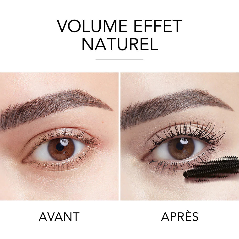 Refect Beauty Bourjois mascara showing before and after application for natural lash volume and definition