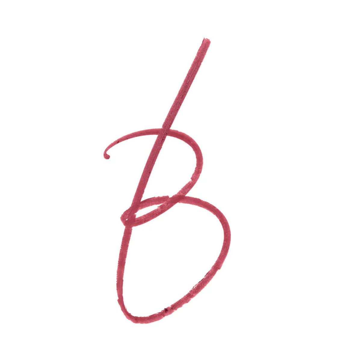 Refect Beauty Bourjois Velvet Contour Lip Liner in a dusty rose shade, shown as a handwritten letter B swatch