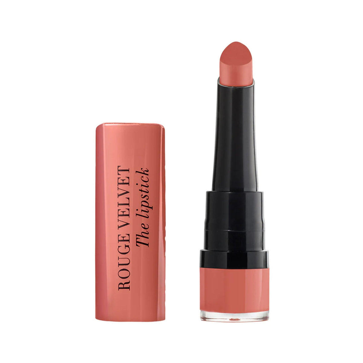 Refect Beauty Bourjois Rouge Velvet The Lipstick in a soft peach matte shade with a teardrop applicator
