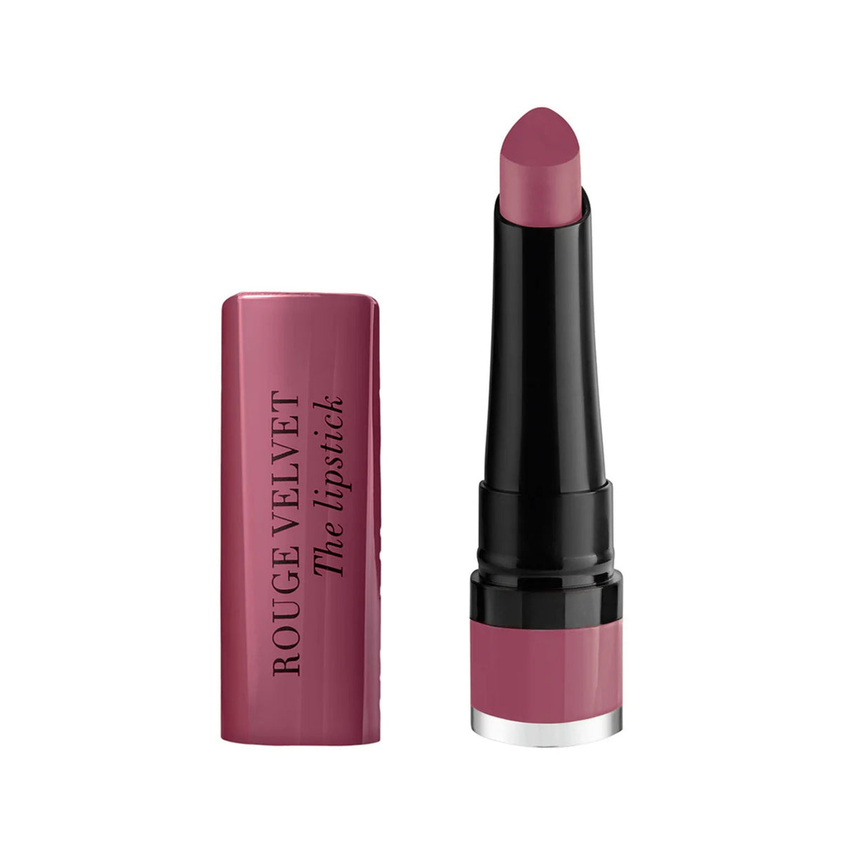 Refect Beauty Bourjois Rouge Velvet The Lipstick in a dusty mauve shade with a teardrop applicator and matte finish