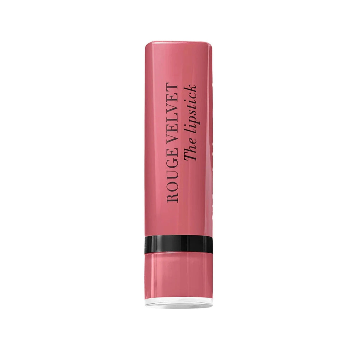 Refect Beauty Bourjois Rouge Velvet The Lipstick in a dusty rose matte shade with a sleek cylindrical tube design.