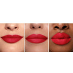 Refect Beauty Bourjois Velvet The Pencil matte red lipstick shown on three different skin tones for full coverage