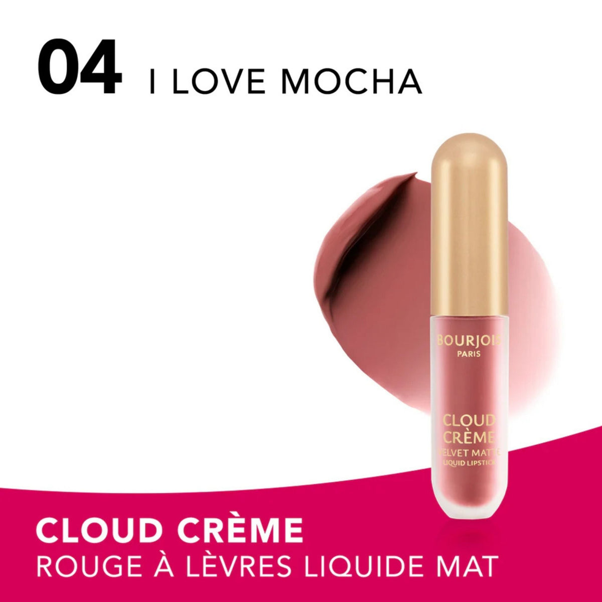 Refect Beauty Bourjois Cloud Crème liquid lipstick in shade 04 I Love Mocha with a soft velvety finish