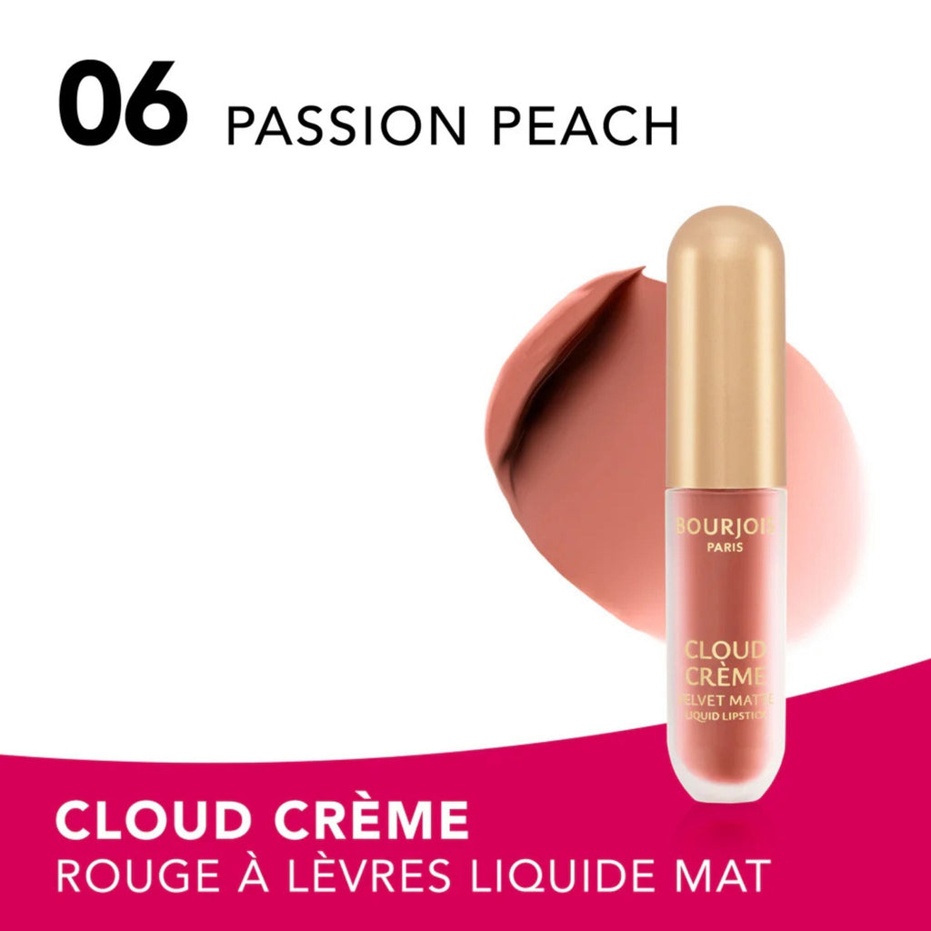 Refect Beauty Bourjois Cloud Crème liquid lipstick in Passion Peach shade with a soft velvety matte finish