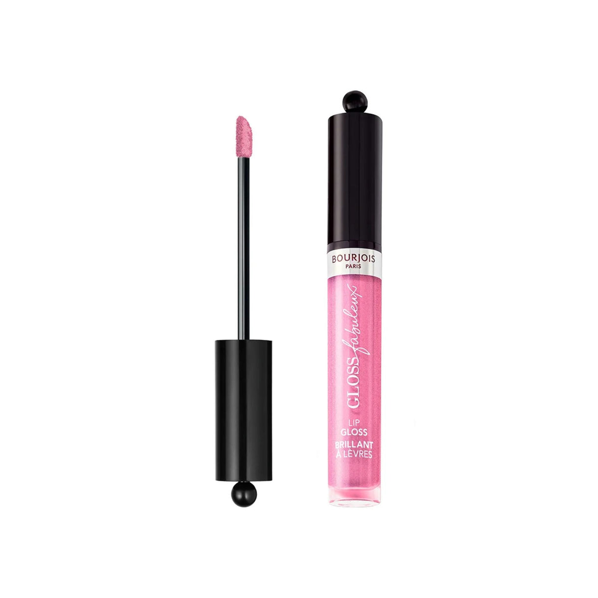 Refect Beauty Bourjois Gloss Fabuleux lip gloss in a shimmering pink shade with a doe-foot applicator