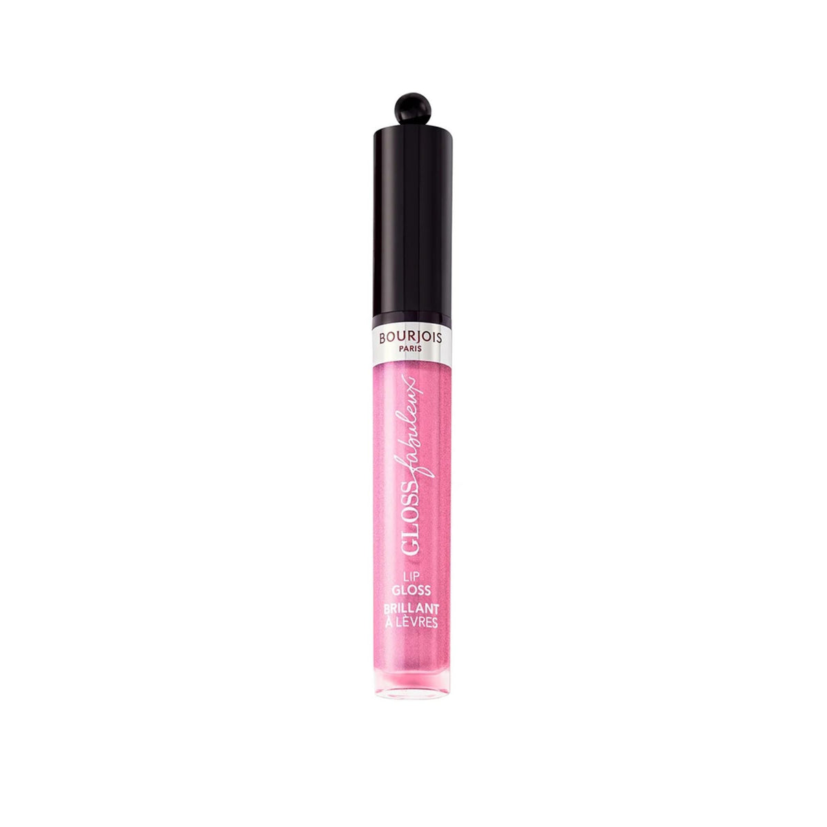 Refect Beauty Bourjois Gloss Fabuleux lip gloss in a shimmering pink shade with a sleek applicator tube