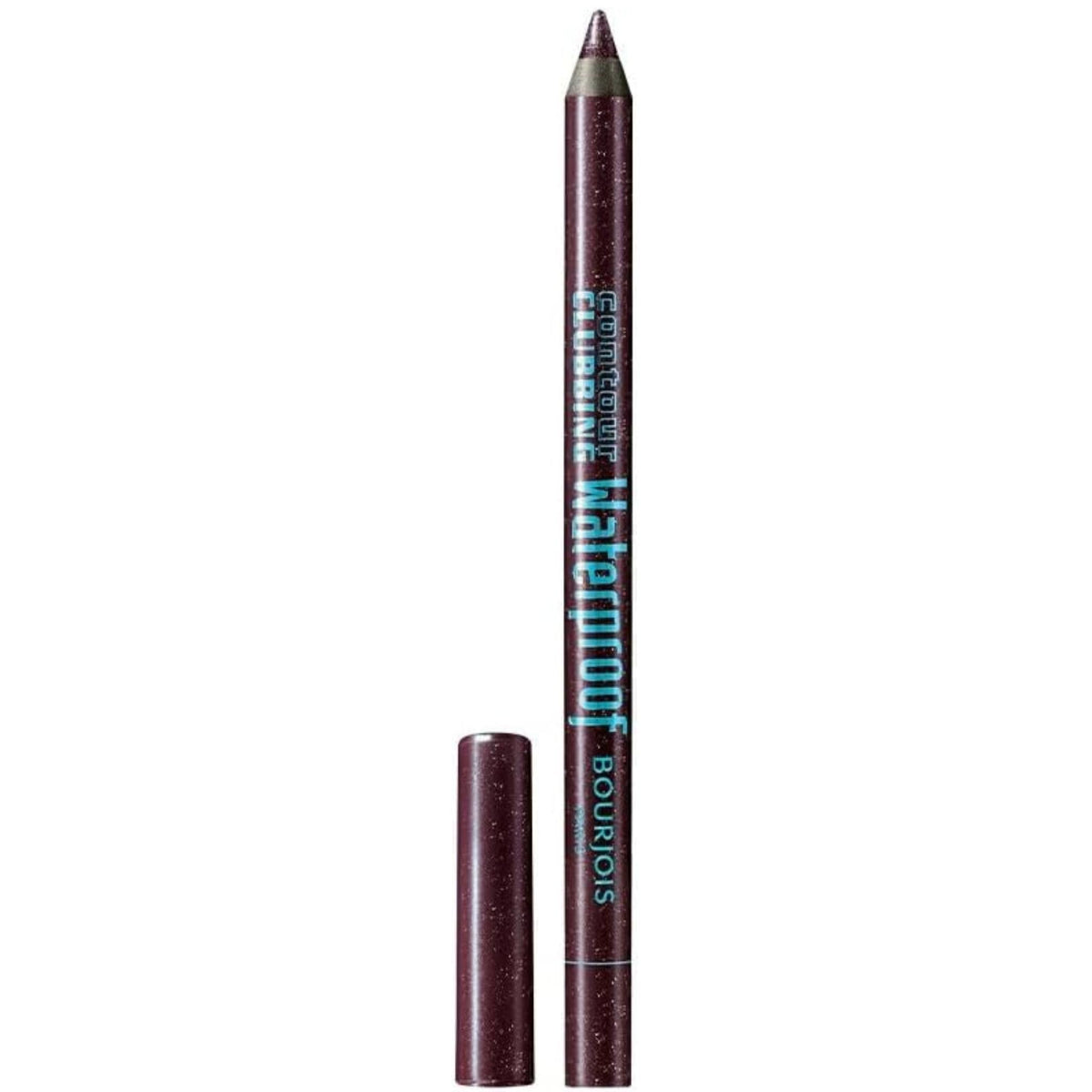 Refect Beauty Bourjois Contour Clubbing waterproof eyeliner pencil in a shimmering dark purple shade with cap removed.