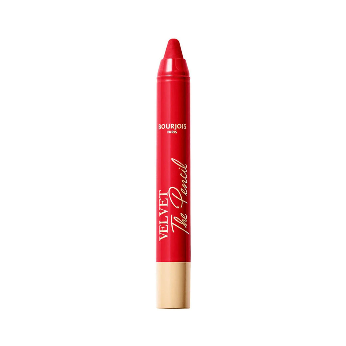 Refect Beauty Bourjois Velvet The Pencil in a vibrant red matte shade with a retractable design.