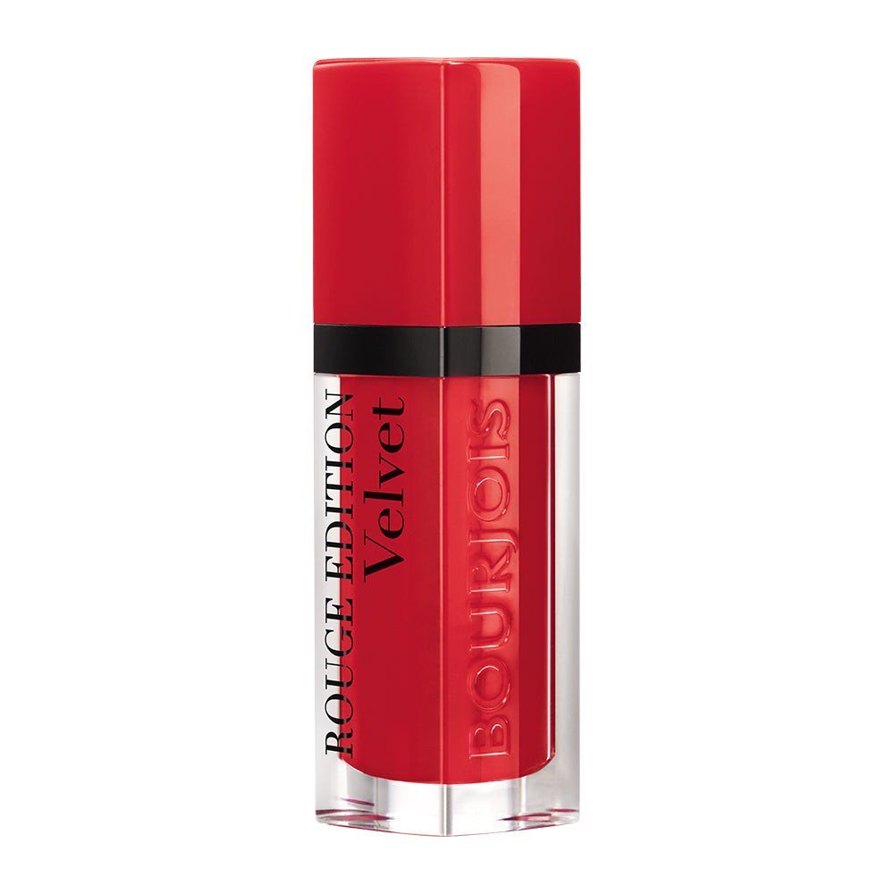 Refect Beauty Bourjois Rouge Edition Velvet liquid lipstick in a vibrant red shade with a matte finish