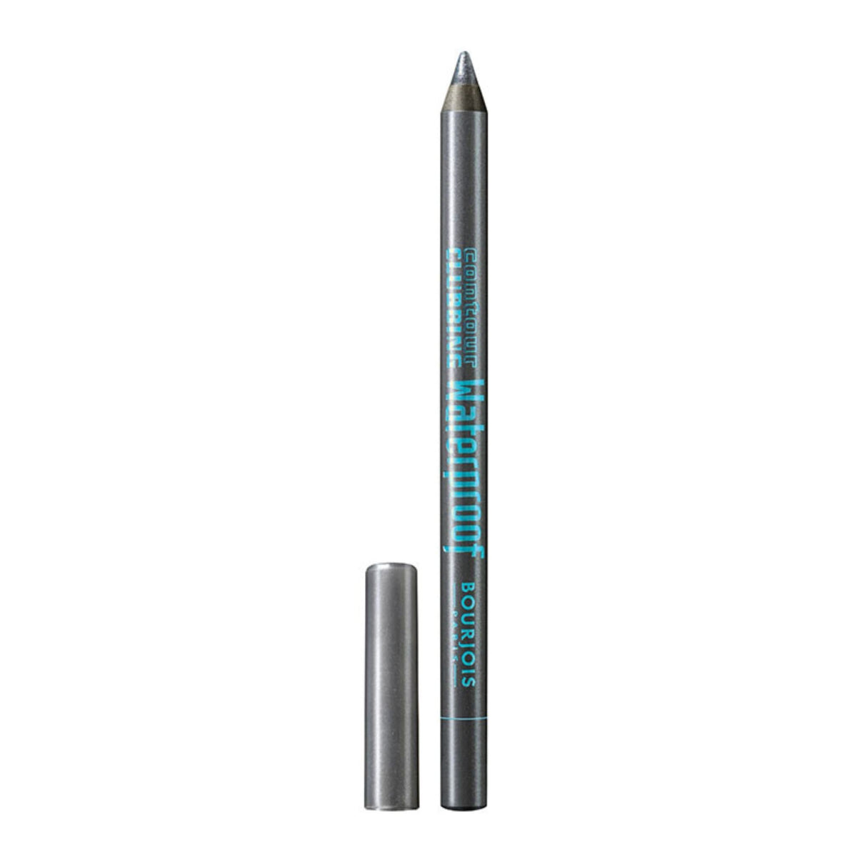 Refect Beauty Bourjois Contour Clubbing waterproof eyeliner pencil in a metallic silver shade with a removable cap.