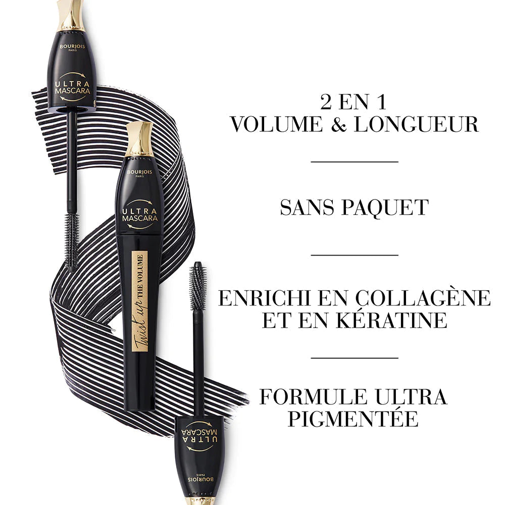 Refect Beauty Bourjois Twist-Up The Volume mascara with 2-in-1 adjustable brush for length and volume in deep black