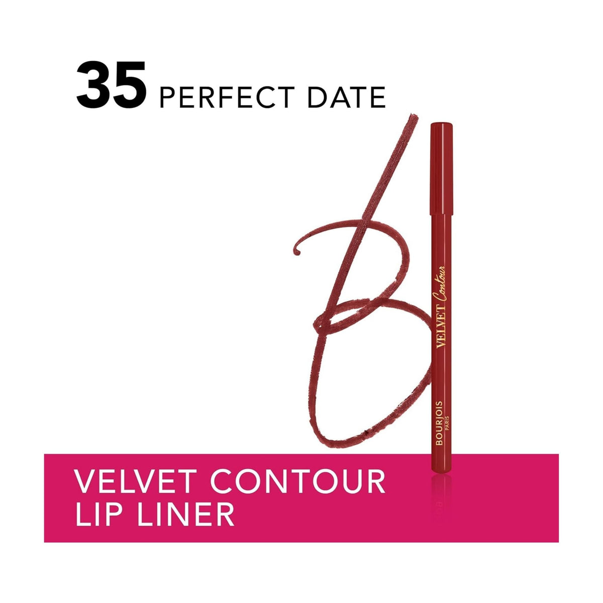 Refect Beauty Bourjois Velvet Contour Lip Liner in shade 35 Perfect Date, a long-lasting matte red lip pencil.