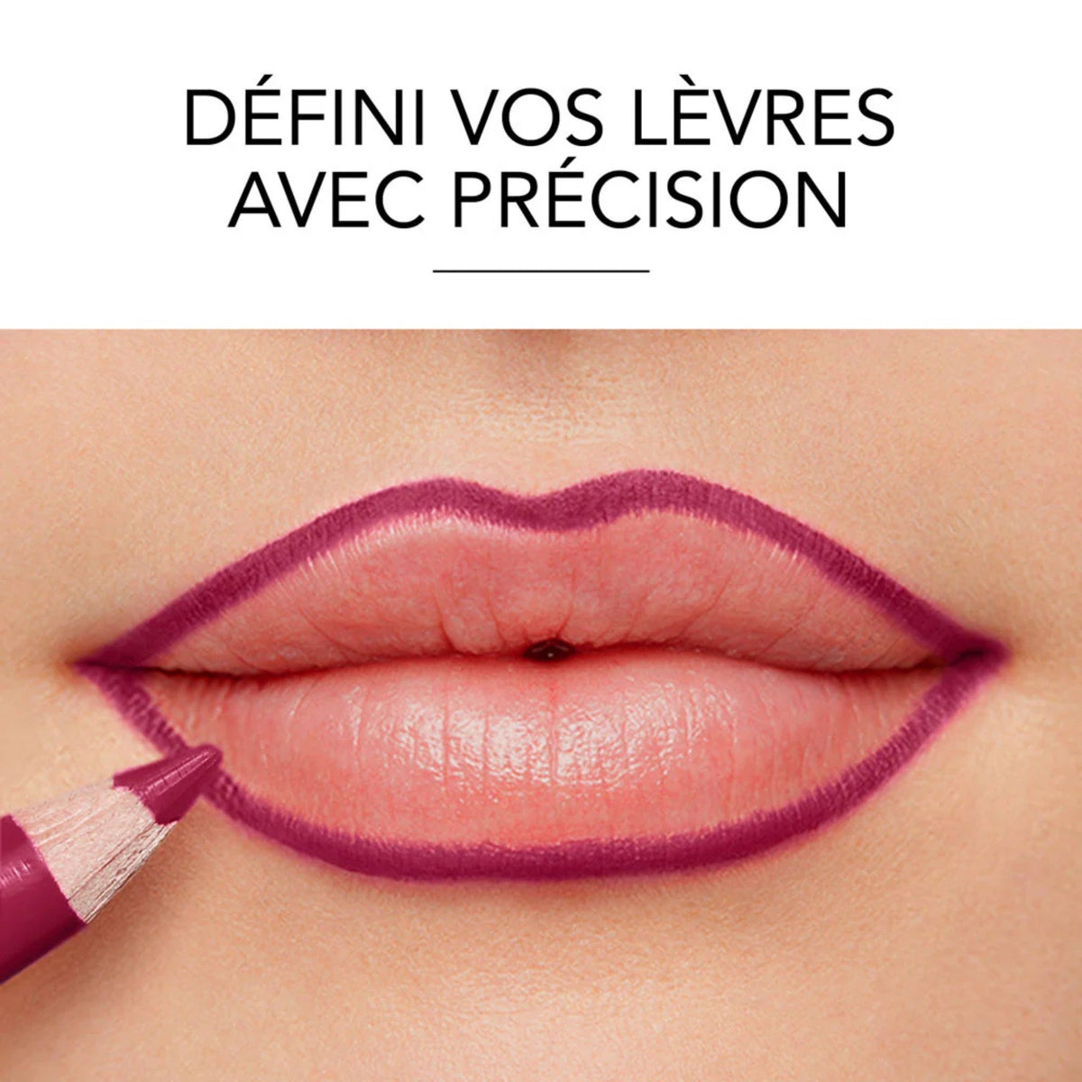 Refect Beauty Bourjois Velvet Contour Lip Liner in a deep berry shade being applied to define the lip outline