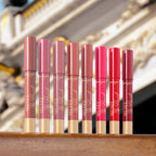 Refect Beauty Bourjois Velvet The Pencil lip crayons in various matte shades lined up on a wooden surface