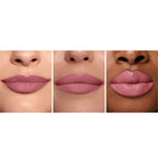 Refect Beauty Bourjois Velvet The Pencil matte lip crayon shown on three different skin tones for a velvety finish