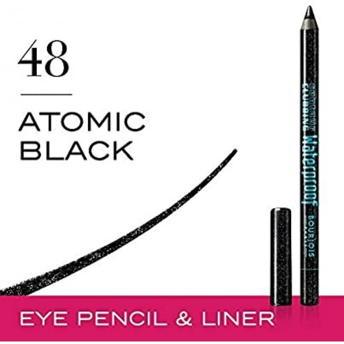 Refect Beauty Bourjois Contour Clubbing waterproof eye pencil in Atomic Black with a swatch of the intense pigment.