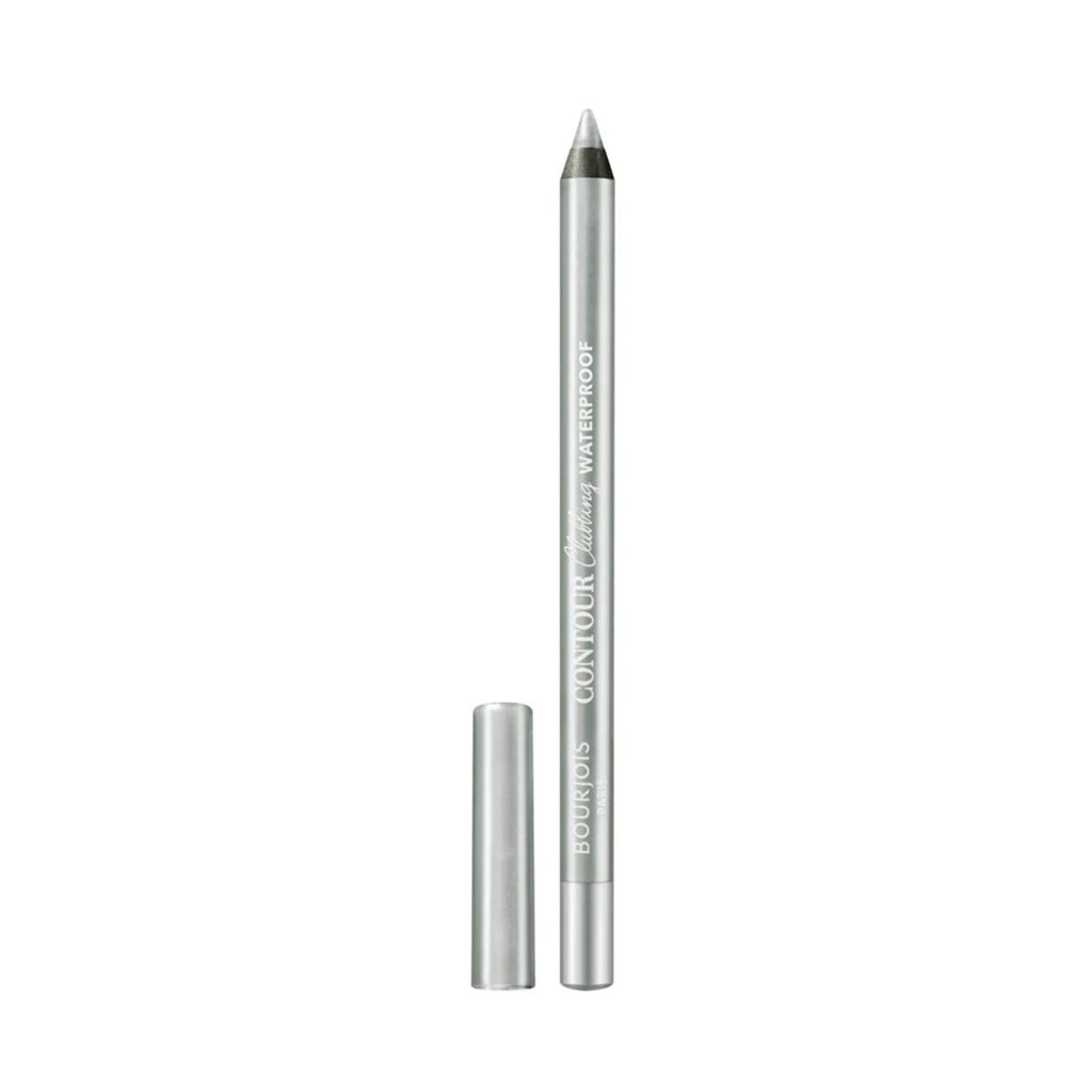 Refect Beauty Bourjois Contour Clubbing waterproof eyeliner pencil in a metallic silver shade with its cap removed.