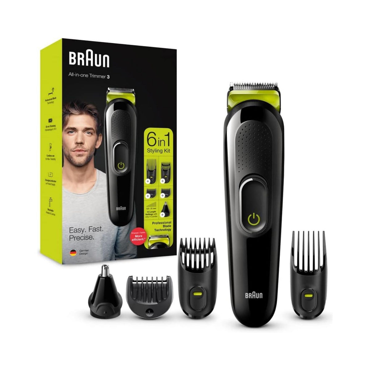 Refect Beauty Braun All-in-one Trimmer 3 MGK3221 with 5 attachments for beard, hair, and body grooming