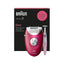 Refect Beauty Braun Silk-Epil 3 hair removal device and trimmer set in pink and white packaging